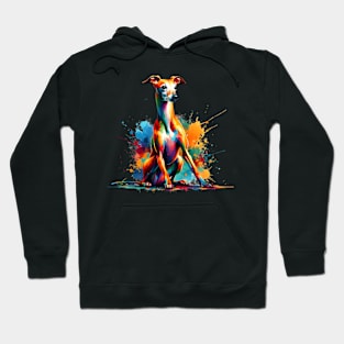 Vibrant Italian Greyhound in Artistic Splash Style Hoodie